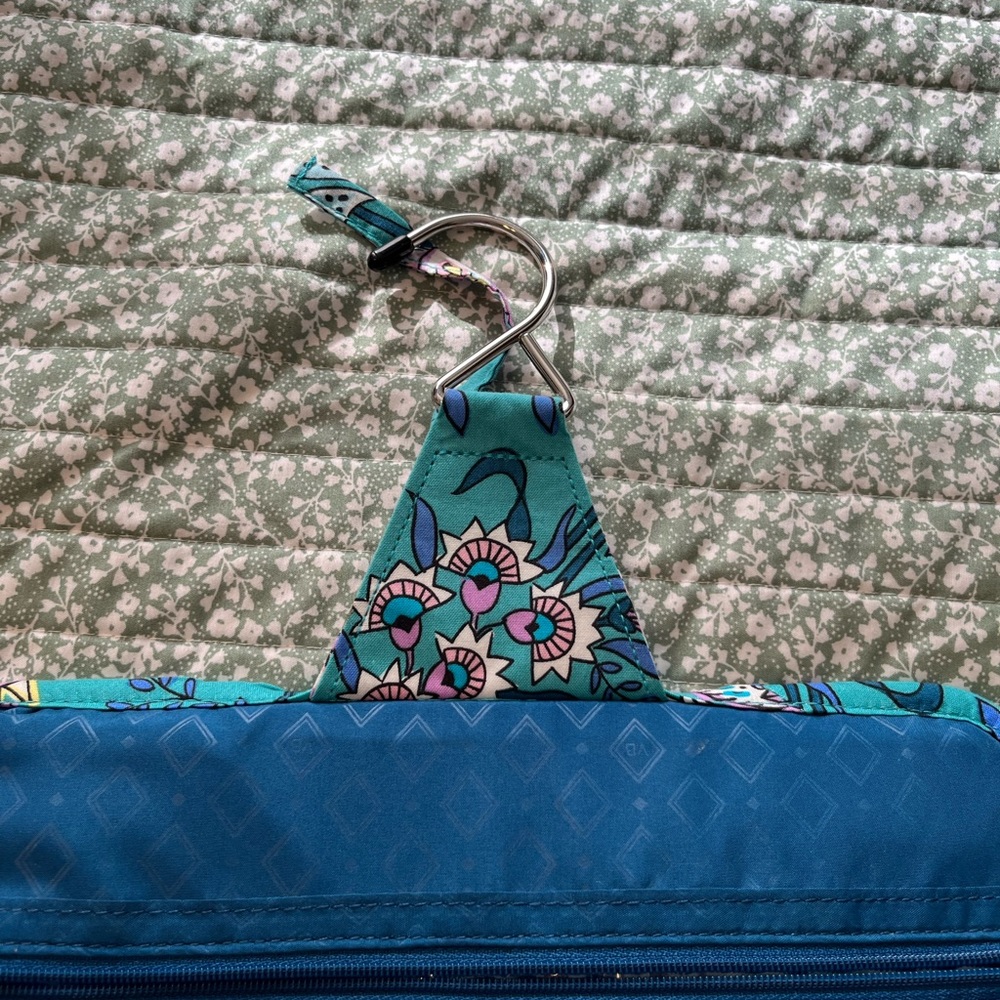 Vera Bradley Teal Floral Quilted Cosmetic Bag View 3